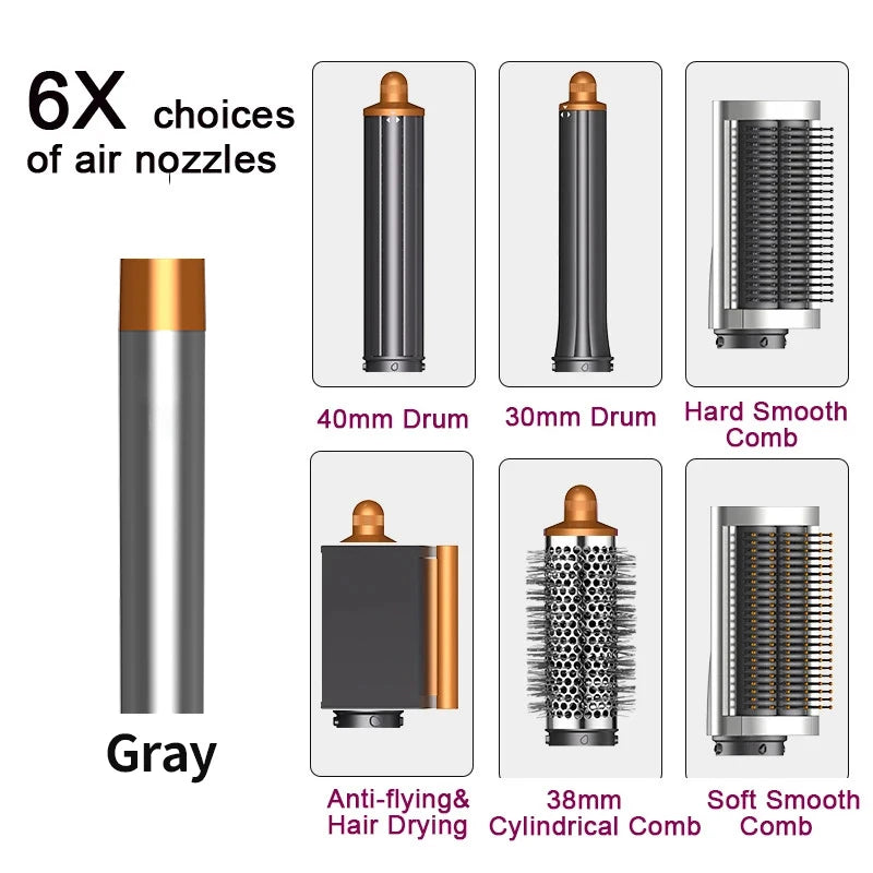 6 in1 Multi Hair Styler Curling Iron Hair Hot Air Brush Curling Barrel Brush HairDryer Salon Professional Curly Styler Tools