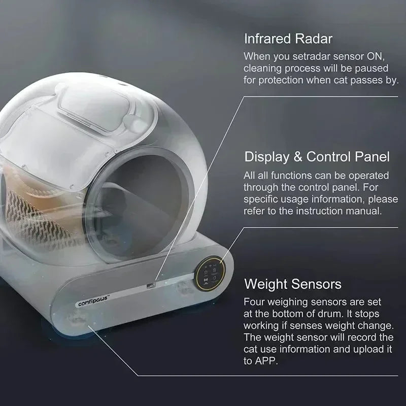 65L Automatic Intelligent Cat Litter Box Self Cleaning Fully Closed Electric Deodorising Litter Rubbish Bag Cat Toilet Trash Bag