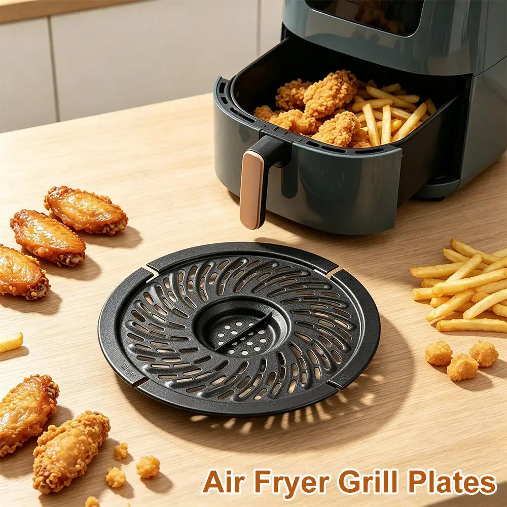 Square Air Fryer Grill Pan Non-Stick Black Crisper Basket Coating No BPA Food Separator Cooking Divider Air Fryer Accessories