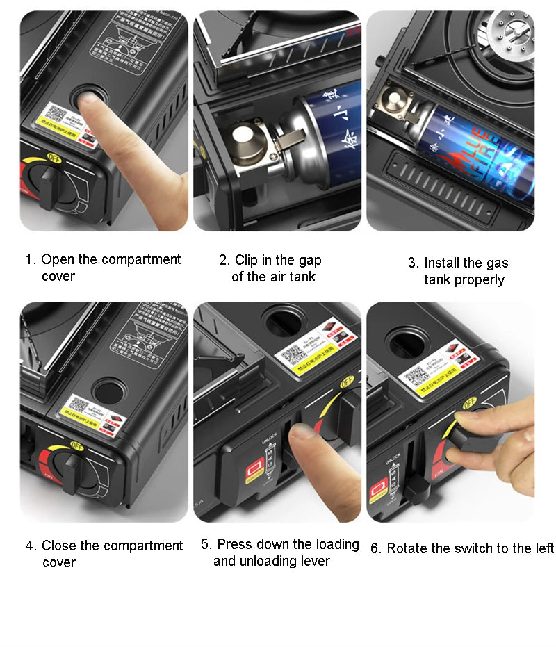 Camping Stove Outdoor Cooking Burner Portable Gas Stove Hiking Trekking Picnic Party Boiler Cassette Stove（No Gas Tank）