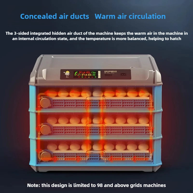 Fully Automatic Hatching Machine 176-500Capacity Egg Incubator 110V/220V/12V Chick Roller Automatic Temperature Humidity Control