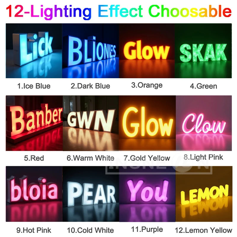 Custom Personalized LED Sign Lights Letters Sign 3D Metal for Outdoor Indoor Business Up Waterproof Illuminated Custom Light Box