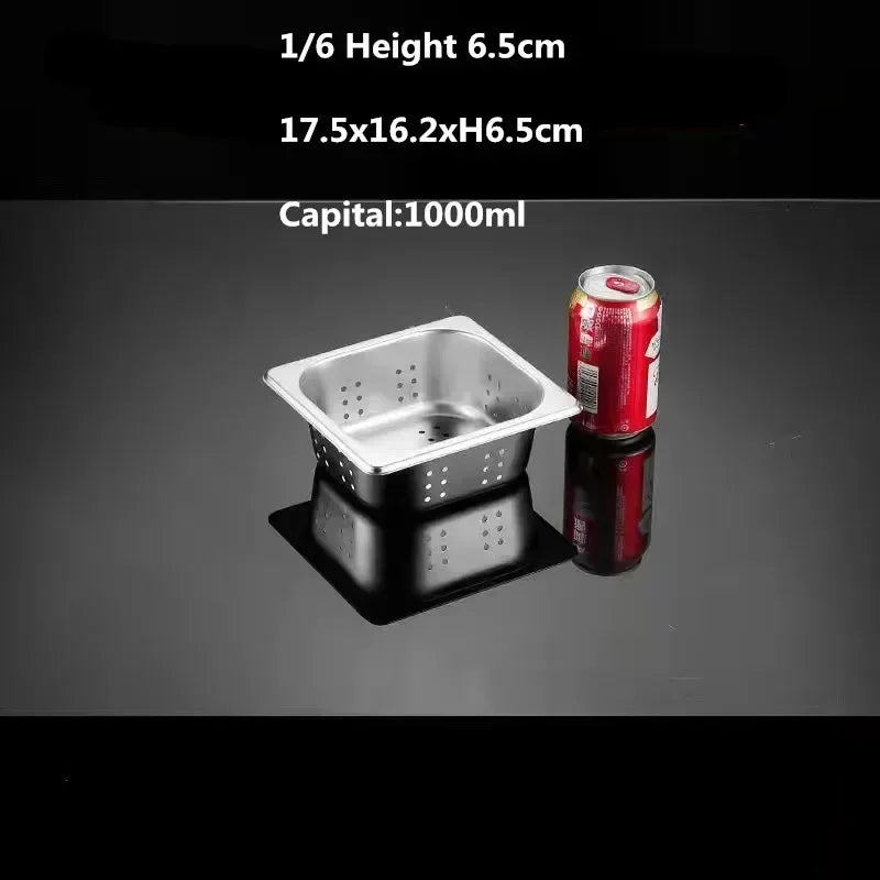 Rectangle Stainless Steel Storage Leak Trays Hole Mesh Strainer Vegetable Fruit Washing Basket Food GN Pan Water Filter Basin