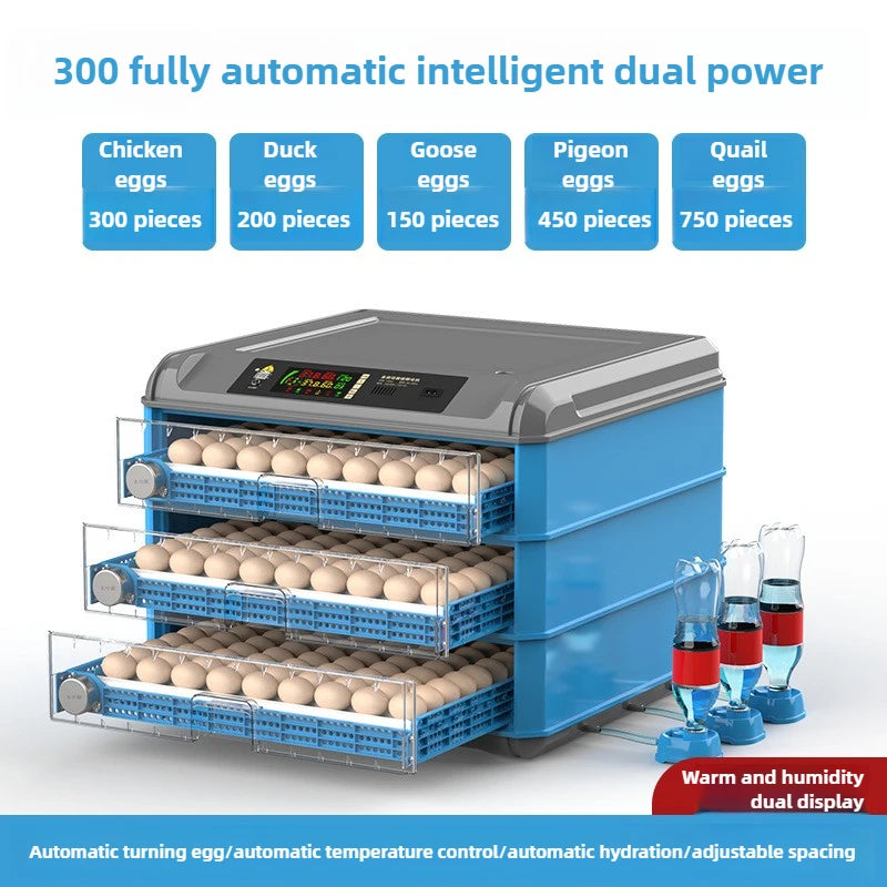 Fully Automatic Hatching Machine 176-500Capacity Egg Incubator 110V/220V/12V Chick Roller Automatic Temperature Humidity Control