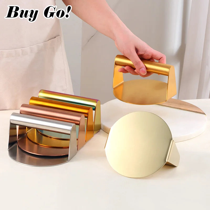 1Pc Stainless Steel Smash Burger Press Hamburger Patties Meat Masher Circular Meat Press Mold for Deli Meats Kitchen Accessories