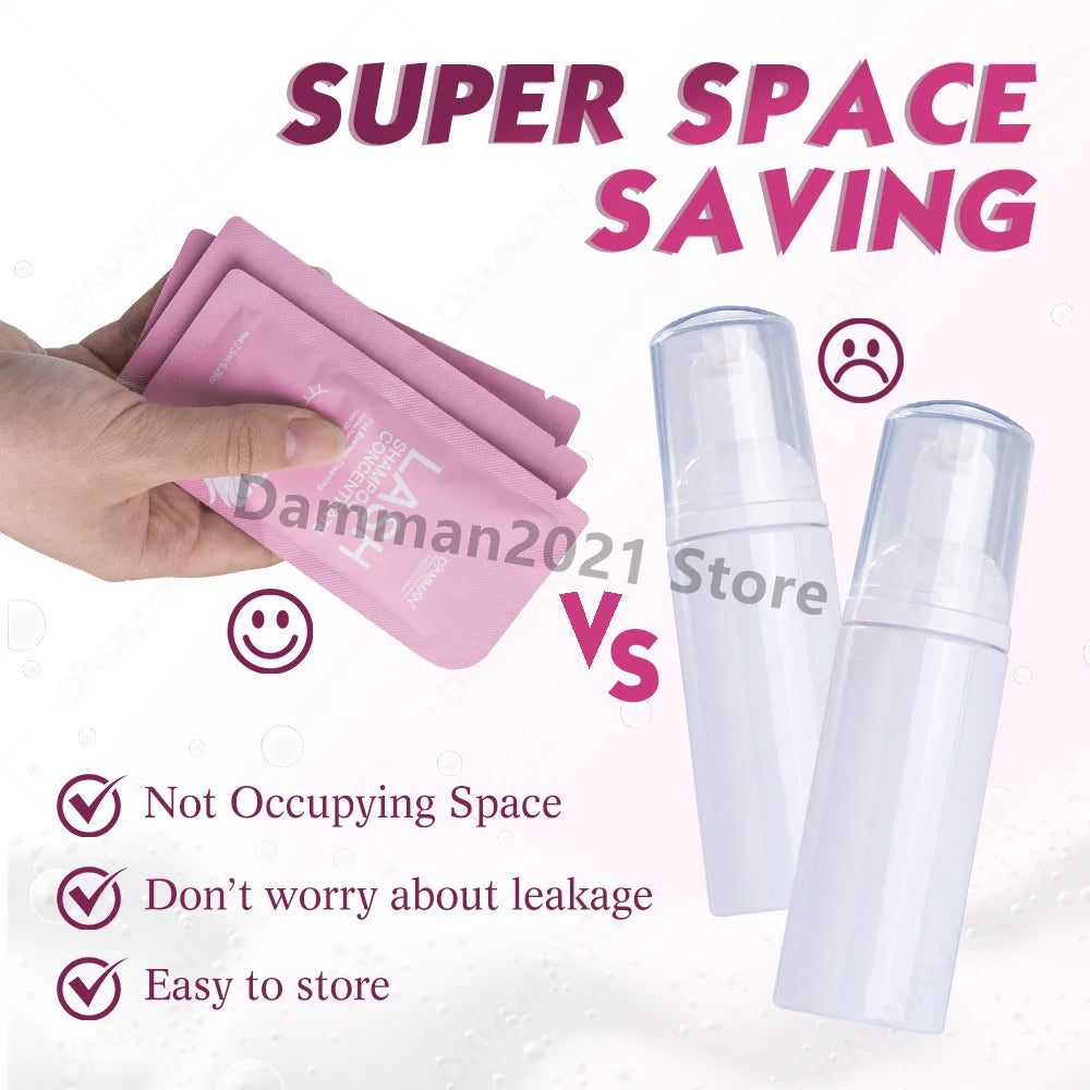 DAMMAN New Upgrades 7.5ml Eyelash Extensions Shampoo Non-irritation Lash Shampoo Concentrate Lashes Cleansing Mousse Makeup Tool