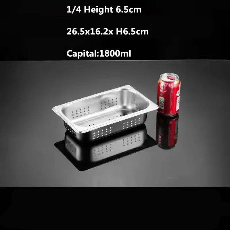 Rectangle Stainless Steel Storage Leak Trays Hole Mesh Strainer Vegetable Fruit Washing Basket Food GN Pan Water Filter Basin