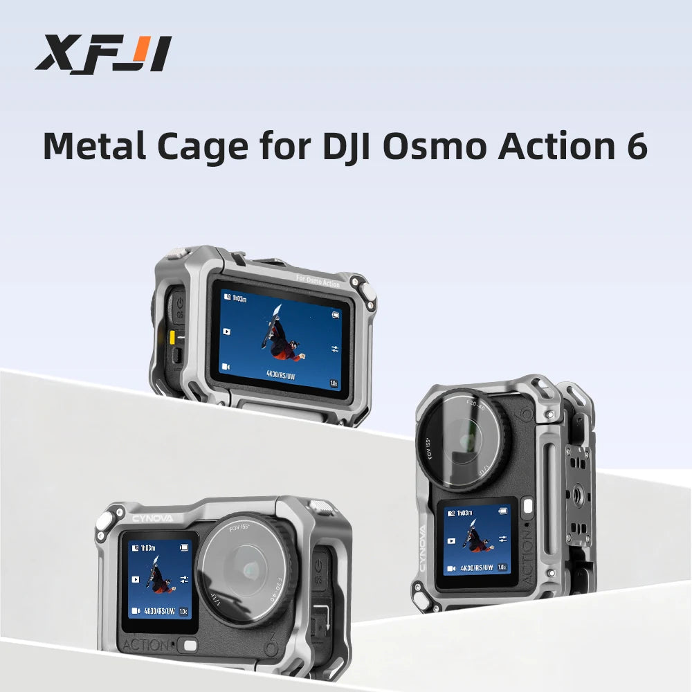 For DJI Osmo Action 6 Metal Rabbit Cage Aluminum Alloy Expansion Mount Bracket All-round Protection Frame Camera Accessories