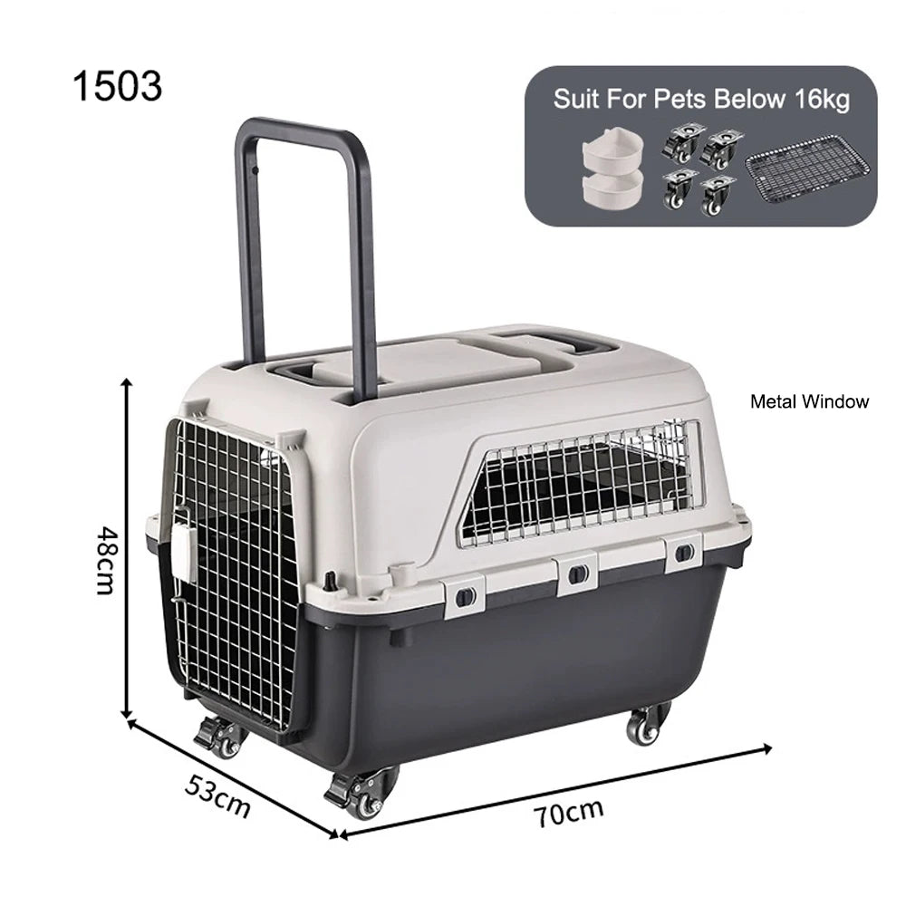 33 Inches Big Dogs Crates Airline-Friendly Home Travel Durable Plastic Pet Carrier Big Dog Kennel Portable Dogs Flight Carrier