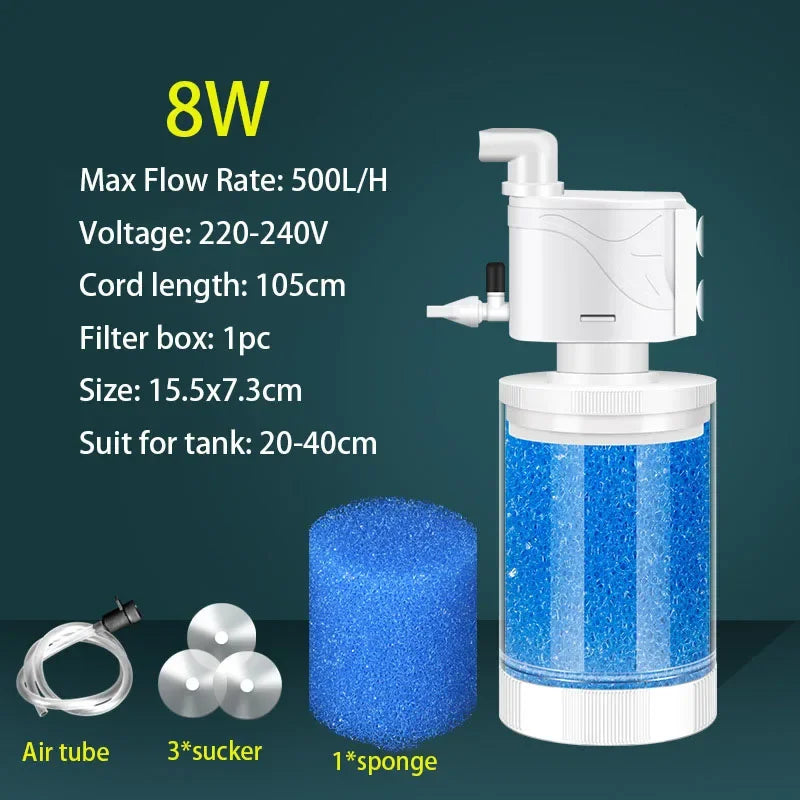 220V Ultra Quiet Aquarium Internal Filter Water Purification Multi-functional Fish Tank Water Pump Wave Make Stool Sucker