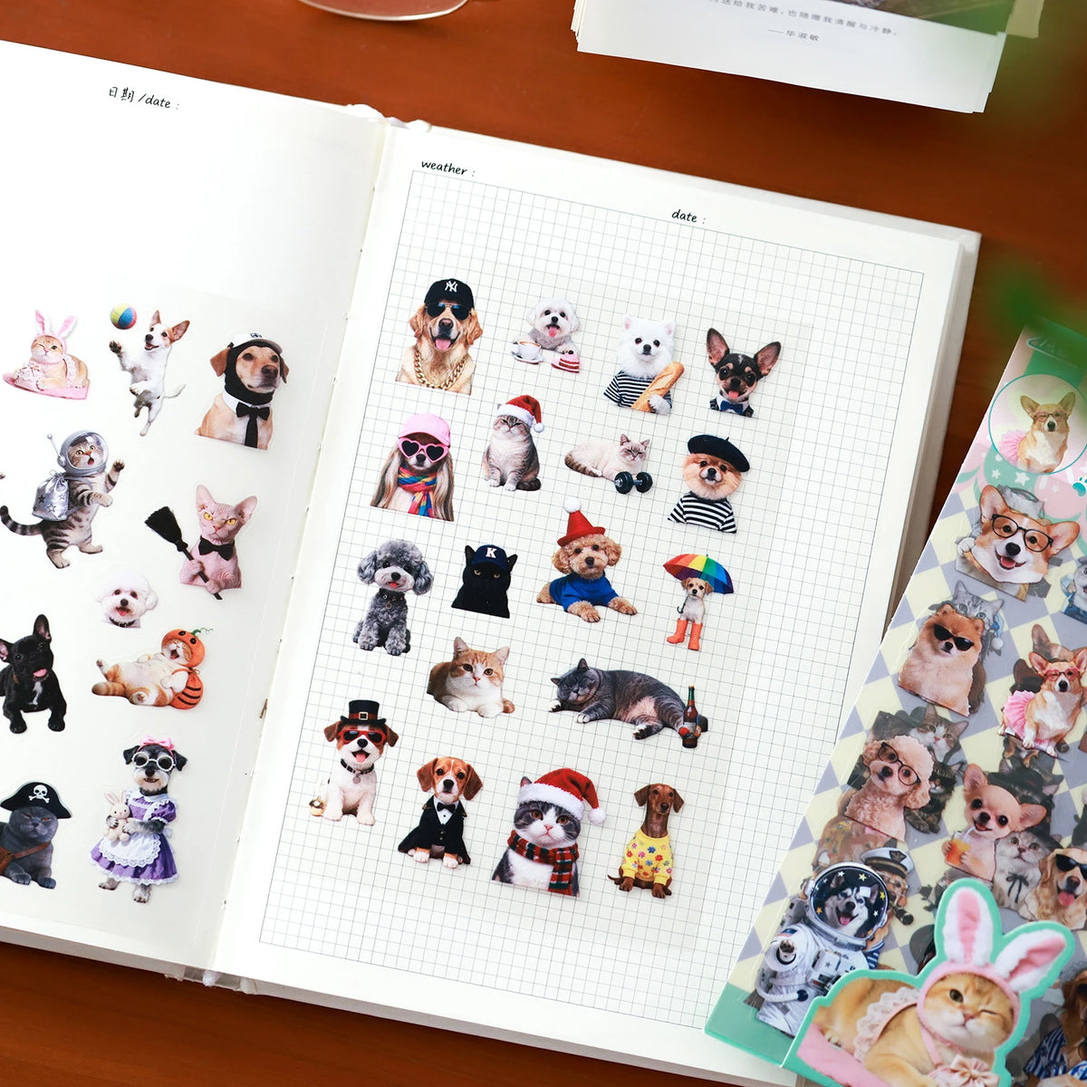 6 Pet Stickers of Puppies and Cats, High-Quality, Personalized, Creative Animal Expression Packs, Decorative Small Pattern Stickers for Journals, Suitable for Phones/Tablets