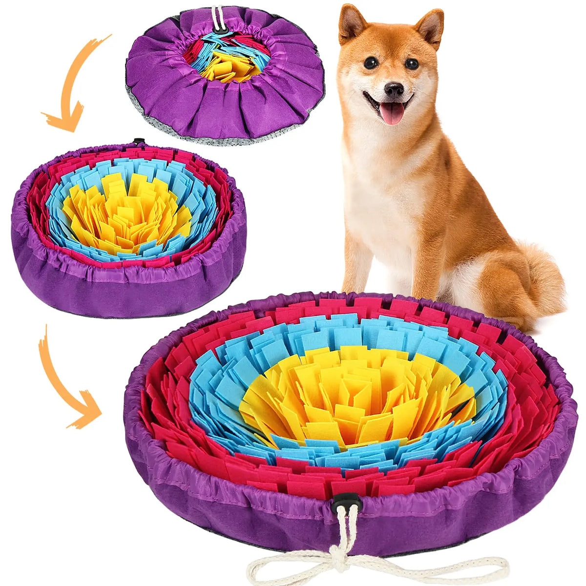 Pet Snuffle Mat for Dogs, Interactive Feed Game for Boredom, Encourages Natural Foraging Skills for Cats Dogs Bowl Travel Use