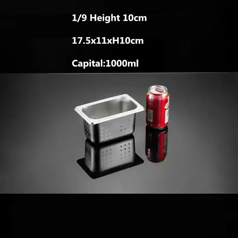 Rectangle Stainless Steel Storage Leak Trays Hole Mesh Strainer Vegetable Fruit Washing Basket Food GN Pan Water Filter Basin