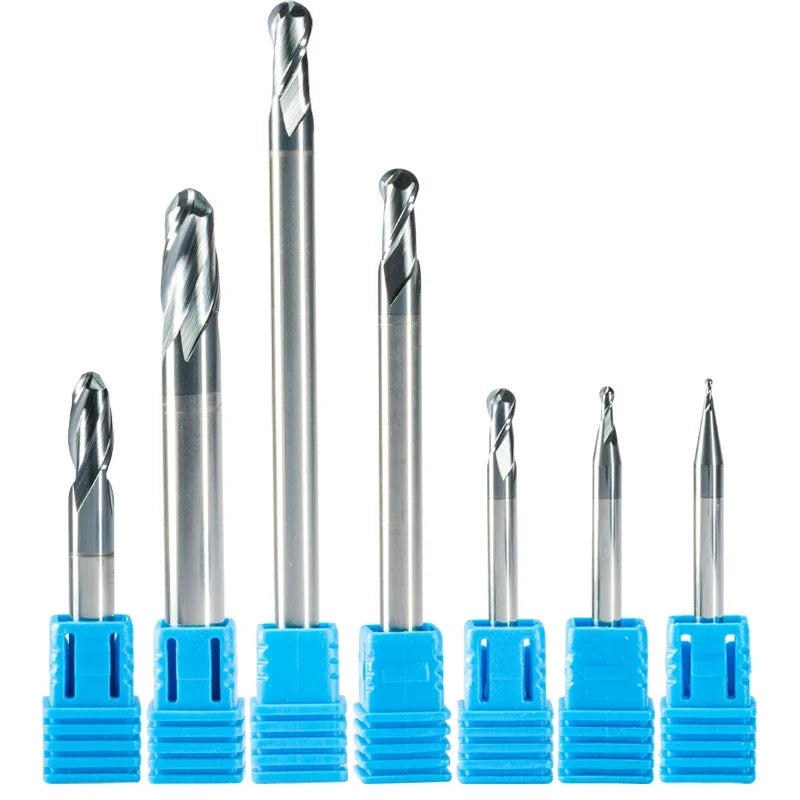 1PC HRC55 End Mill Two Flute Ball Nose 1mm 1.5mm 2mm 2.5mm 3mm 4mm  5mm 6mm 8mm 10mm Woodworking Long CNC Milling Cutter