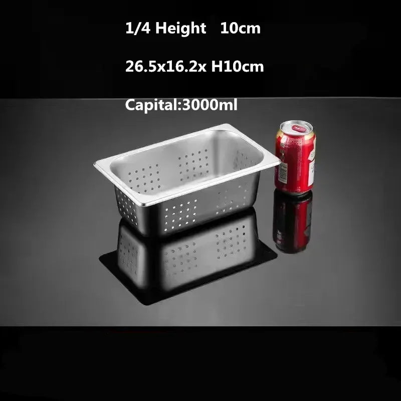 Rectangle Stainless Steel Storage Leak Trays Hole Mesh Strainer Vegetable Fruit Washing Basket Food GN Pan Water Filter Basin