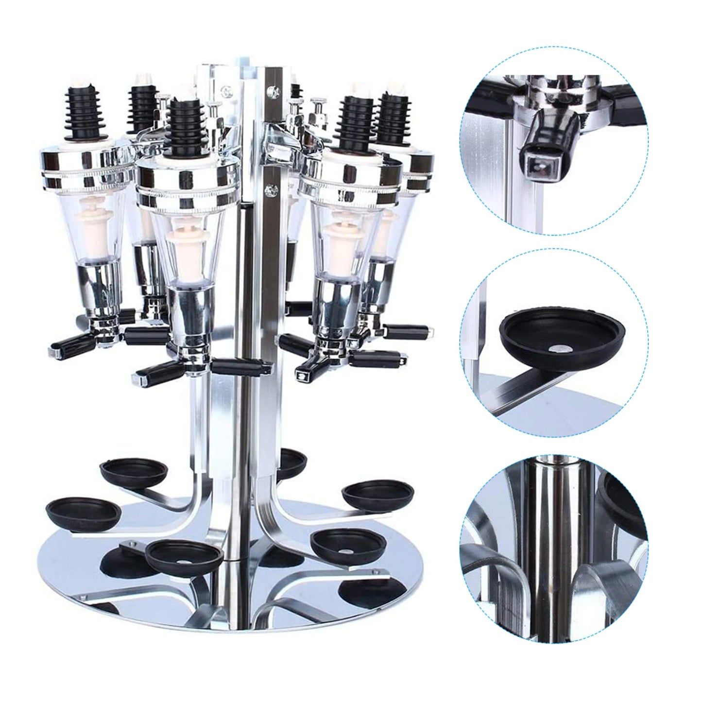 Rotating 6 Bottle Stand Optic Dispenser Drinks Wine Steel Bar Butler Wall Mounted Drink Dispenser Kitchen Supplies