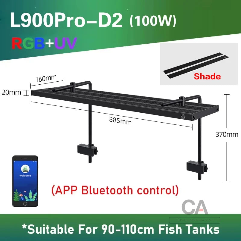 WEEK AQUA L Series,  Aquarium LED Grow Lamp for Plants, App Control, Aquariums Equipment Lighting, RGB + UV,Adjustable width