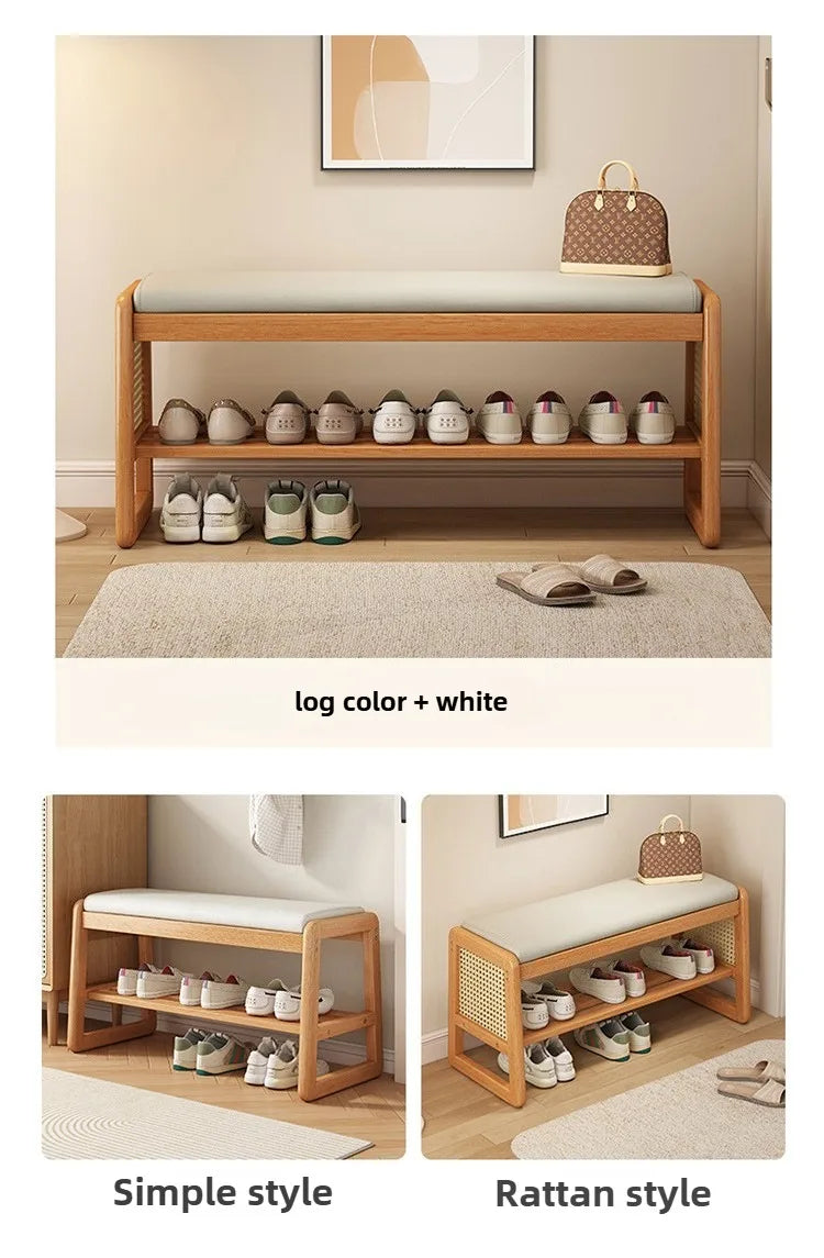 New Chinese style shoe changing stool with seating at the entrance, entrance door, shoe rack, entrance hall, household soft bag,