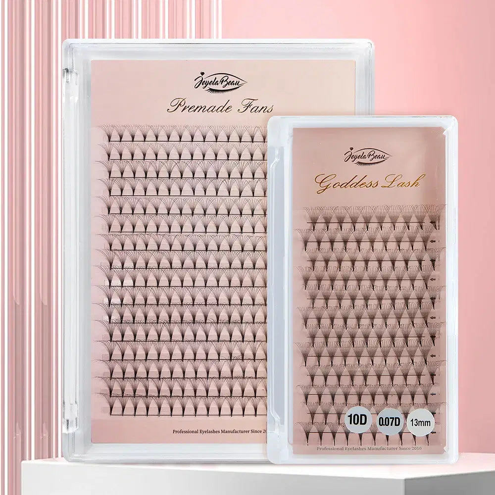 Color: Dark Green, Curl: D, Thickness: 0.07mm, Length: 13mm, Ships From: CHINA - Goddess Premade Volume Fans 5D 6D 10D 12D 14D 16D 20D  Individual Lashes Extension Pointy Stem Russian Volume Fans 120/320 fans