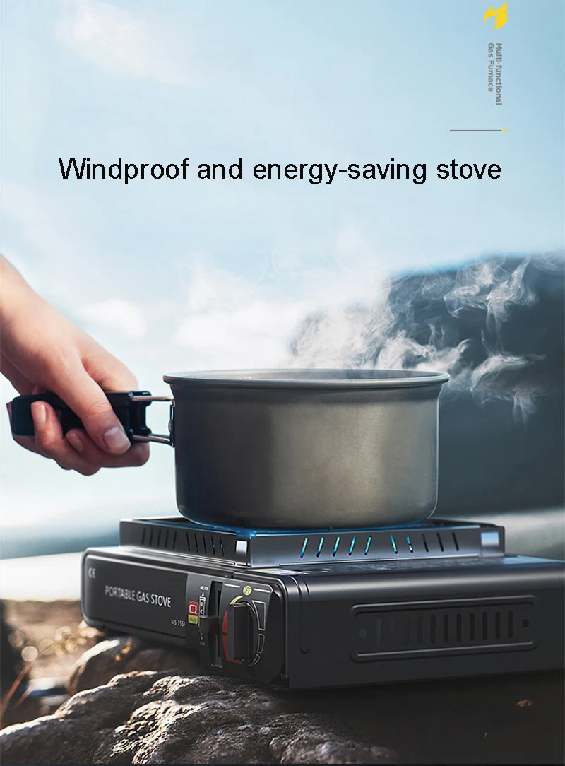 Camping Stove Outdoor Cooking Burner Portable Gas Stove Hiking Trekking Picnic Party Boiler Cassette Stove（No Gas Tank）