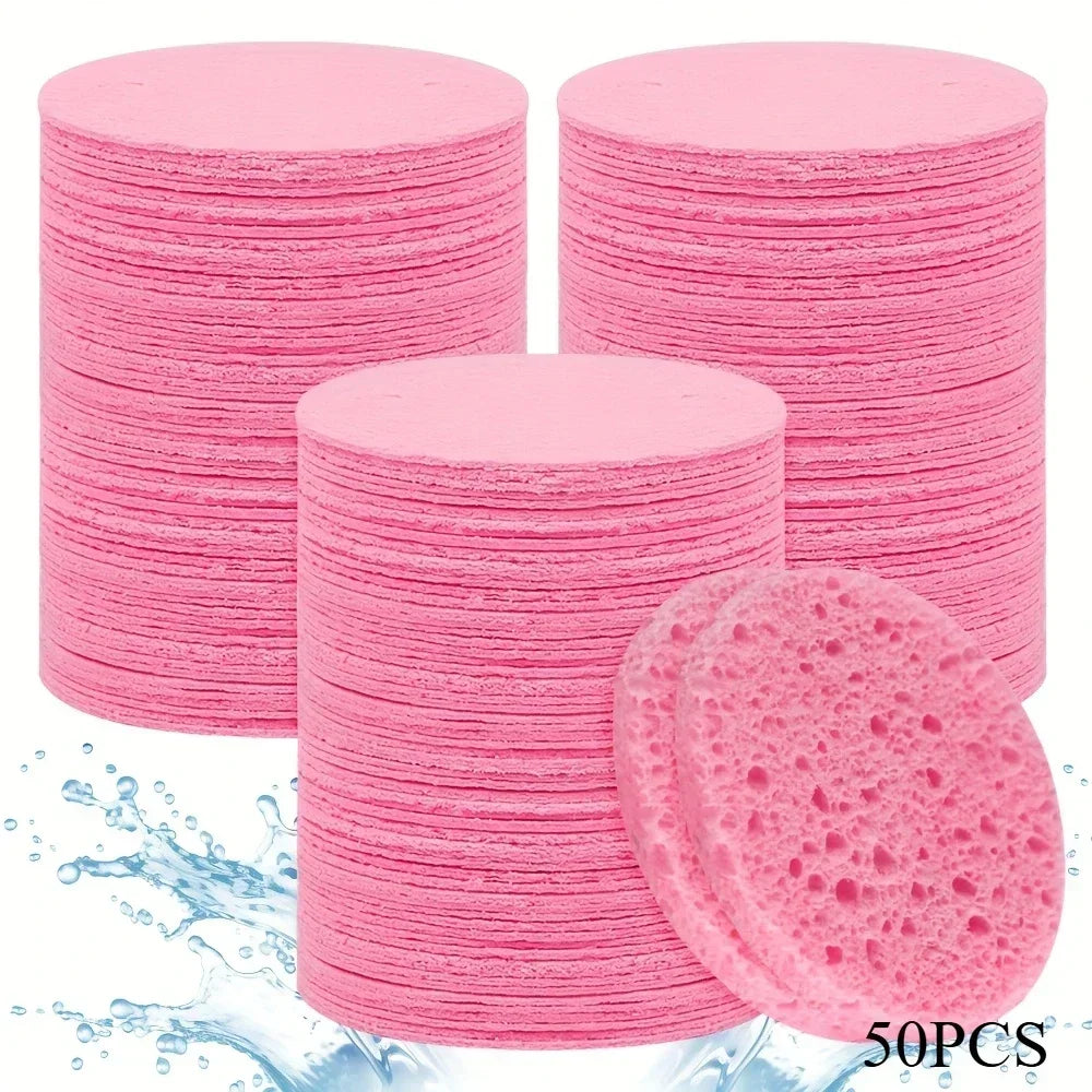 50PCS compressed facial sponge beauty spa sponge suitable for daily cleansing, makeup removal and exfoliation