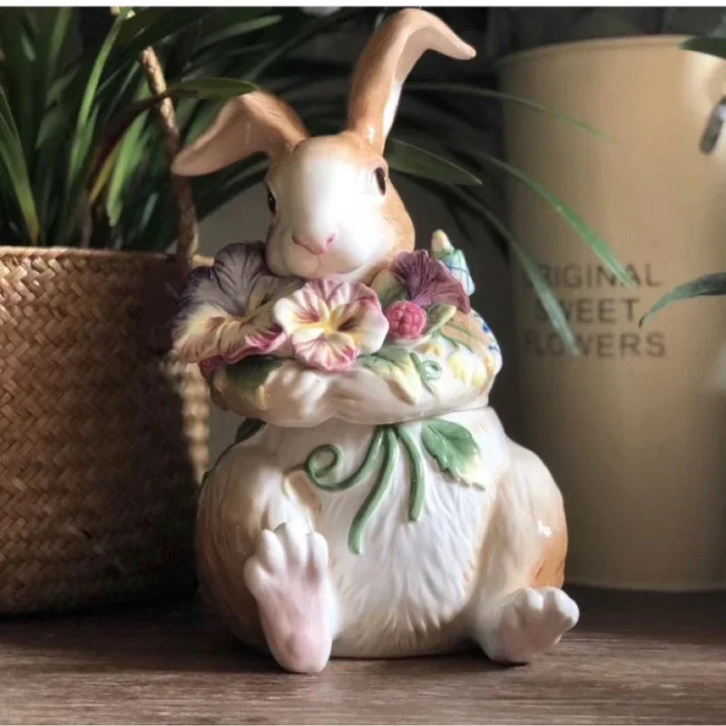 American Hand-painted Ceramic Dinner Set Rabbit Teapot Coffee Cup Plates for Enchanting Garden Afternoon TeaVintage Tableware