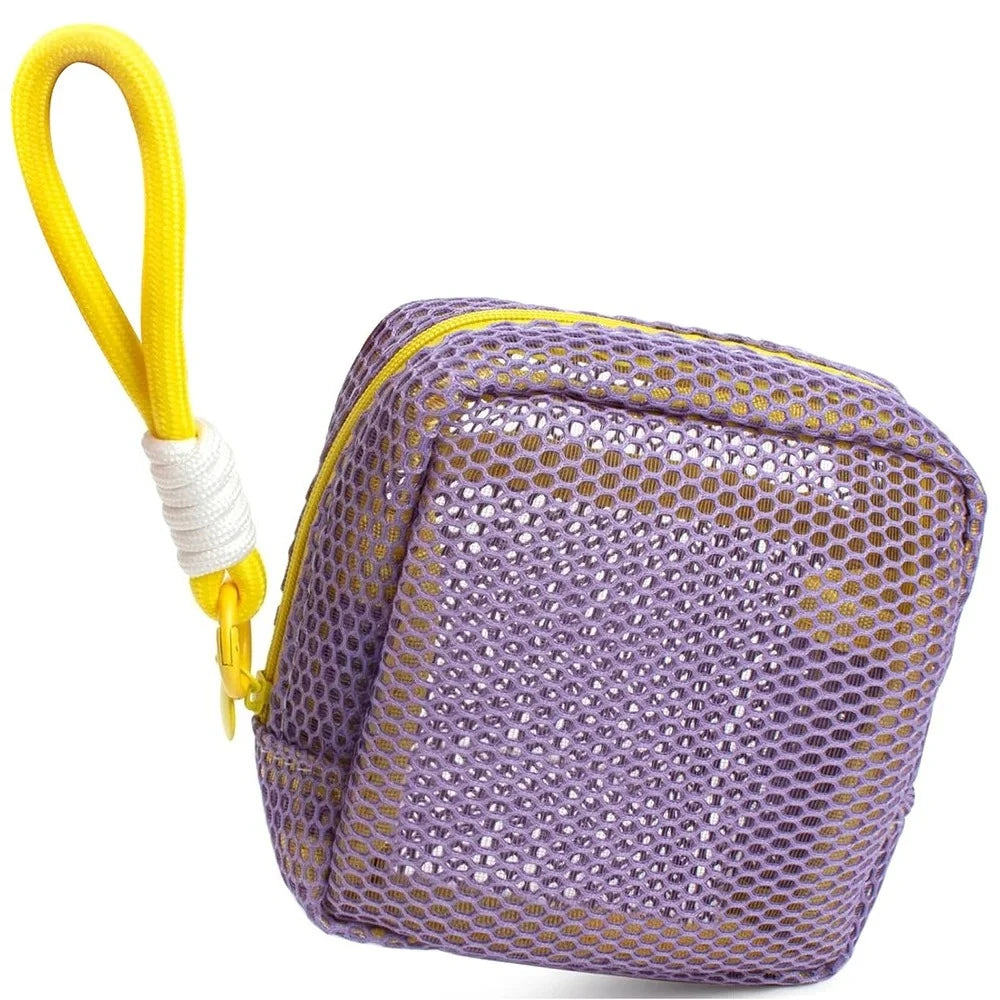 Mini Square Mesh Cosmetic Bag Zipper Storage Pouch Wristlet, Travel Organizer Coin Purse Key Holder Stationery Case Cute Gift