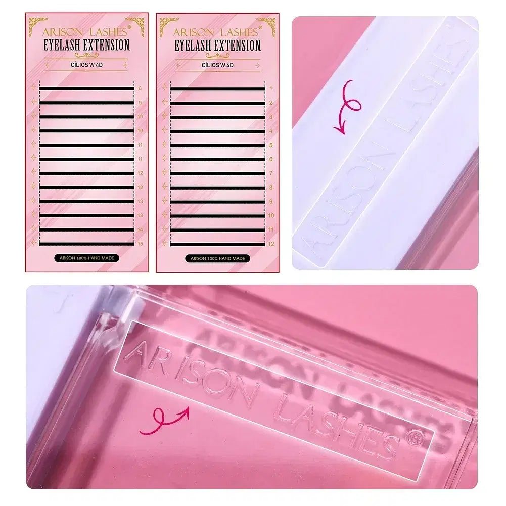 Color: Brushed Slate, Curl: D, Thickness: 0.07mm, Length: 12mm - ARISON LASHES W Shape 3/4/5/6D Eyelashes Extension Premade Volume Fans YY-shape Lashes Faux Mink Soft Easy Faning Natural Lashes