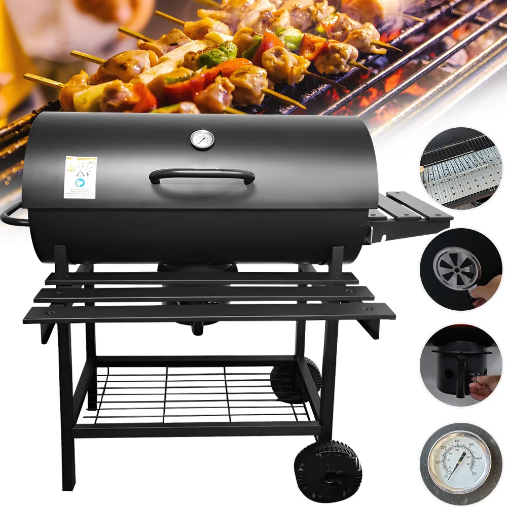 Barbecue Grill BBQ Grill for Camping Picnic 105.5*85*118cm Barbecue Stove with Wheels Outdoor Multi-function BBQ Tools