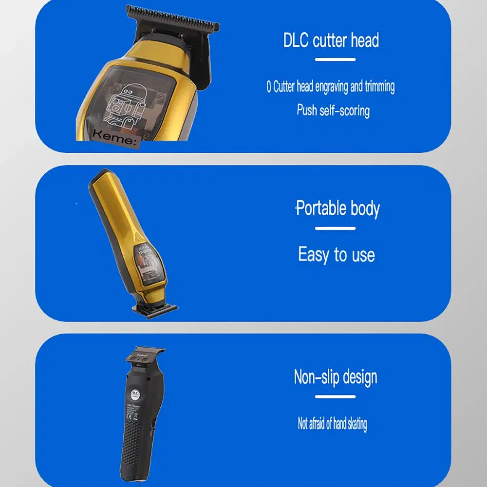 Color: Red - Kemei Electric Hair Clippers and Hair Trimmer Kit Men Professional USB-C Rechargeable Cordless 0mm Finish Hair Cutting Machine