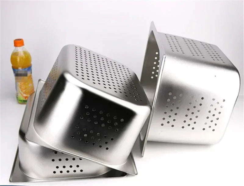 Rectangle Stainless Steel Storage Leak Trays Hole Mesh Strainer Vegetable Fruit Washing Basket Food GN Pan Water Filter Basin