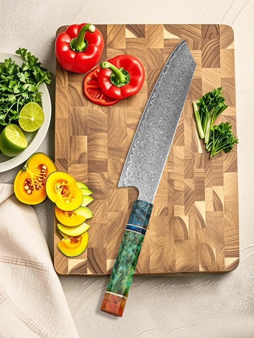 8 Inch Chef Knife 67 Layers VG10 Damascus Steel Kitchen Knives Stabilized Colored Wood Handle Professional Japanese Kiritsuke Kn