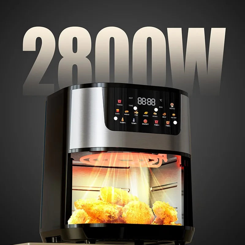 15L Stainless steel Electric Air Fryer Household Large Capacity Intelligent Kitchen Cooker Toaster Oven Combo Digital Display