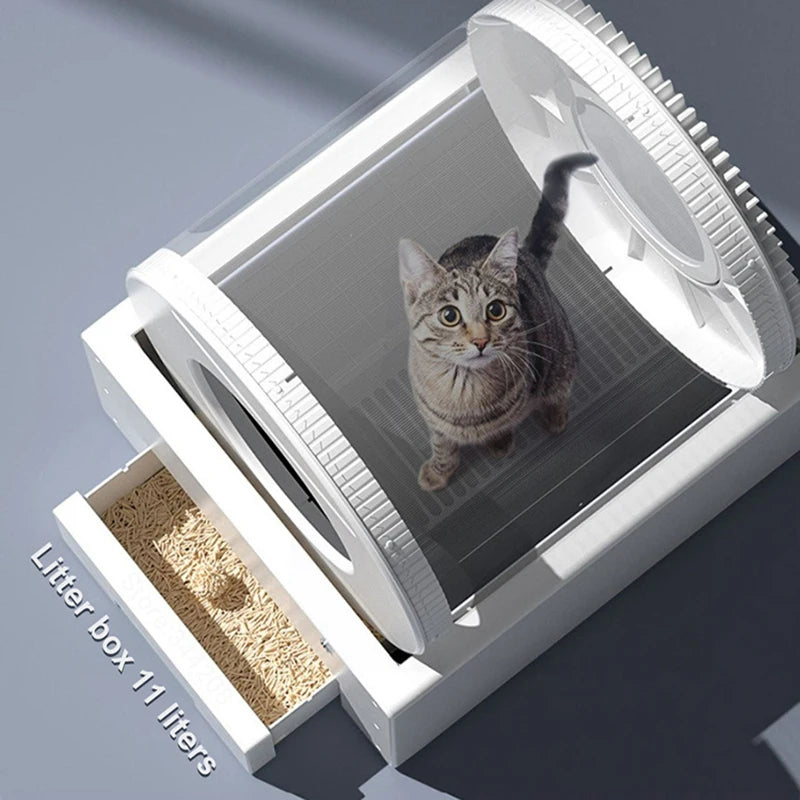 Tookfun Automatic Cat Litter Box Smart Low Noise Anti-Stick Pad Cats Toilet Self Cleaning Electric Poop Machine Pet Accessories