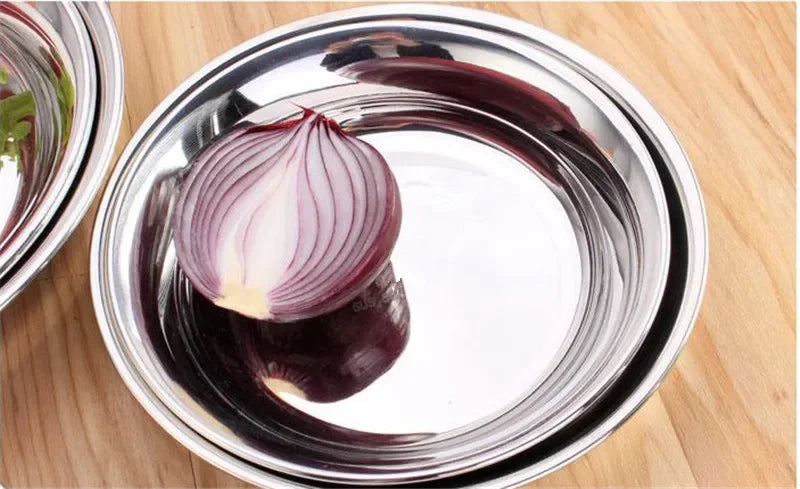 High Quality 304 Stainless Steel Soup Fruits Dessert Plate  ableware Durable Dish Bowls Kitchen Accessories bandeja fish dish