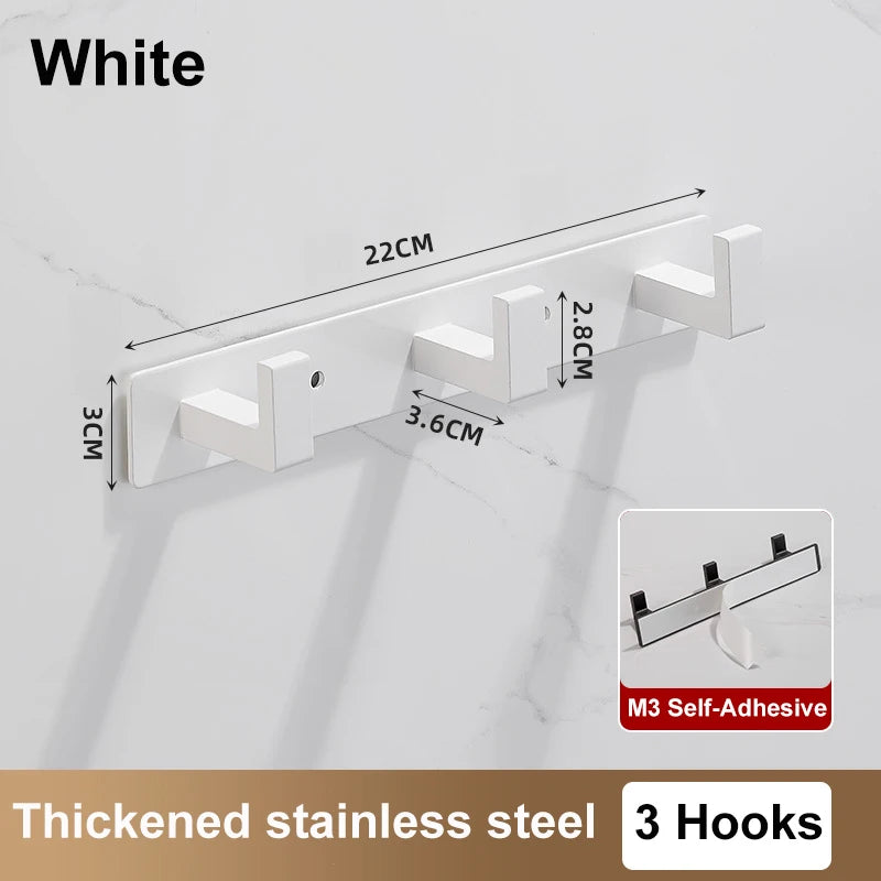 Stainless Steel Coat Rack Wall Mount - Multi-Functional Hanger with Clothes Hooks Bag And Hat Holder for Entryway Bathroom