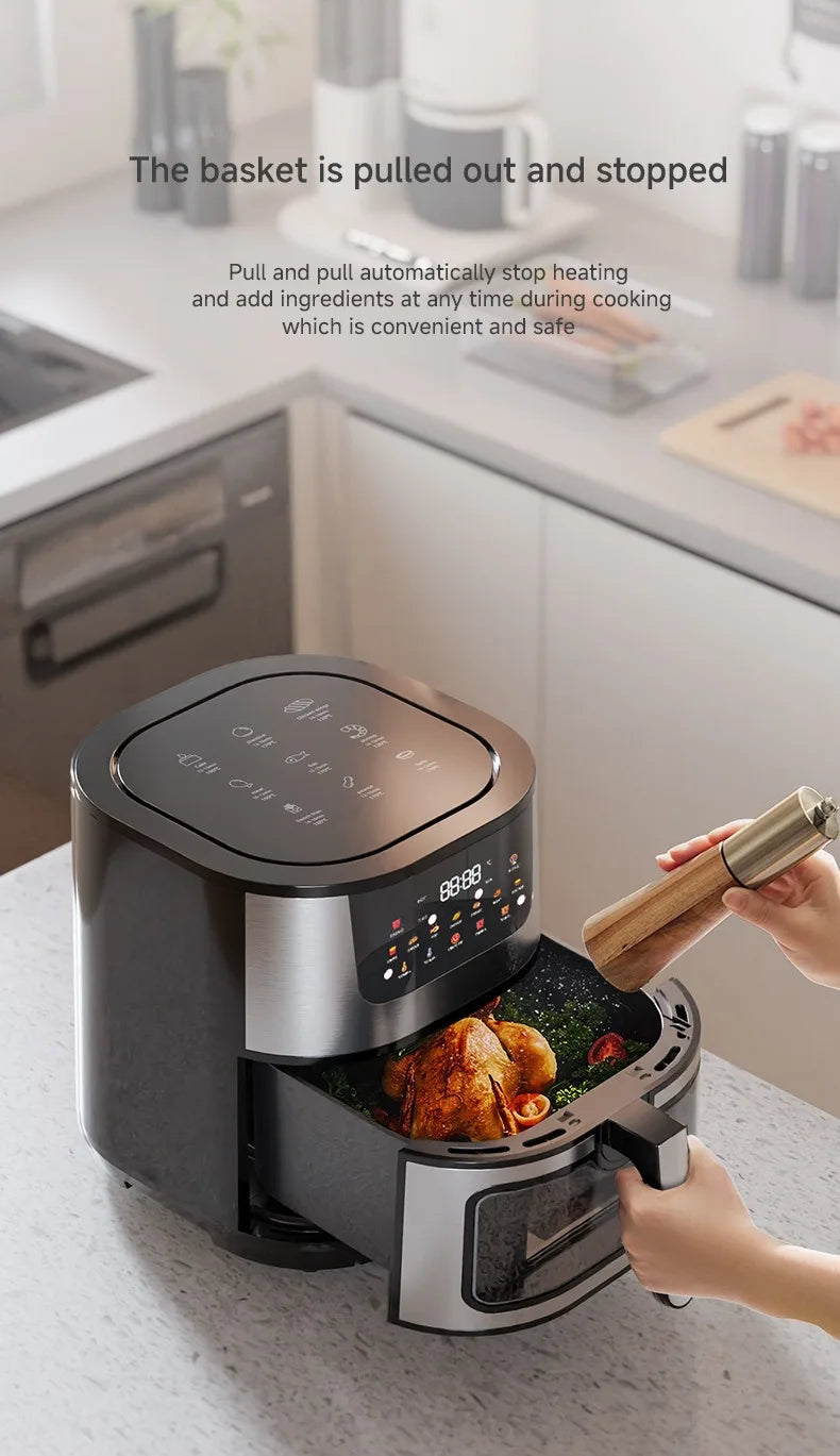 15L Stainless steel Electric Air Fryer Household Large Capacity Intelligent Kitchen Cooker Toaster Oven Combo Digital Display