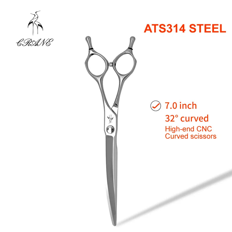 Crane 7.0/7.5in High-end Pet Scissors Set ATS314 Steel For Dog Grooming Cut Scissors Straight Curved Chunker Thinning Shears