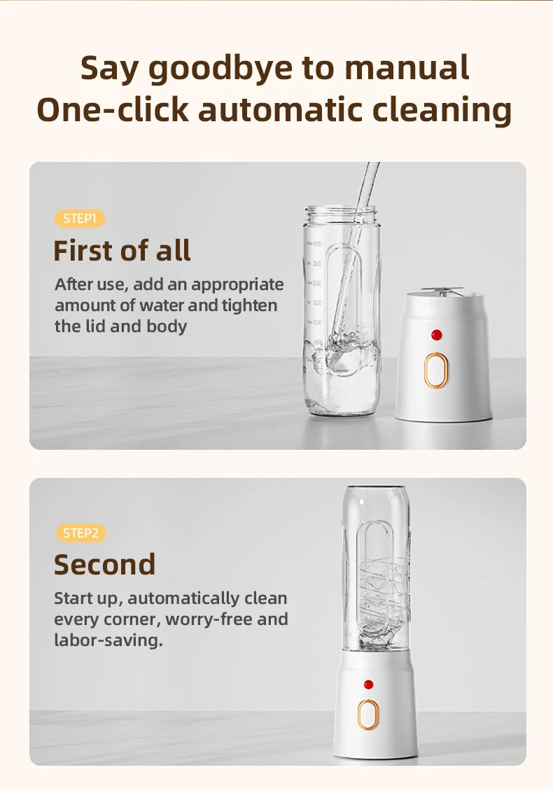 500ML Portable Electric Blender 40W USB Rechargeable Cordless Juicer High Powerful Juicer Cup For Smoothie Milkshake Juice Food