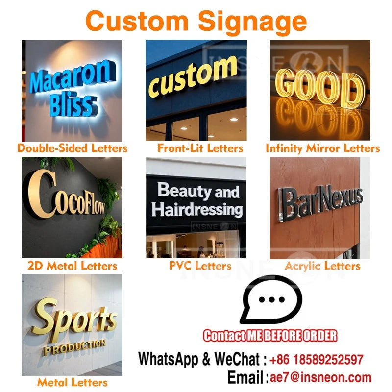 Custom Personalized LED Sign Lights Letters Sign 3D Metal for Outdoor Indoor Business Up Waterproof Illuminated Custom Light Box