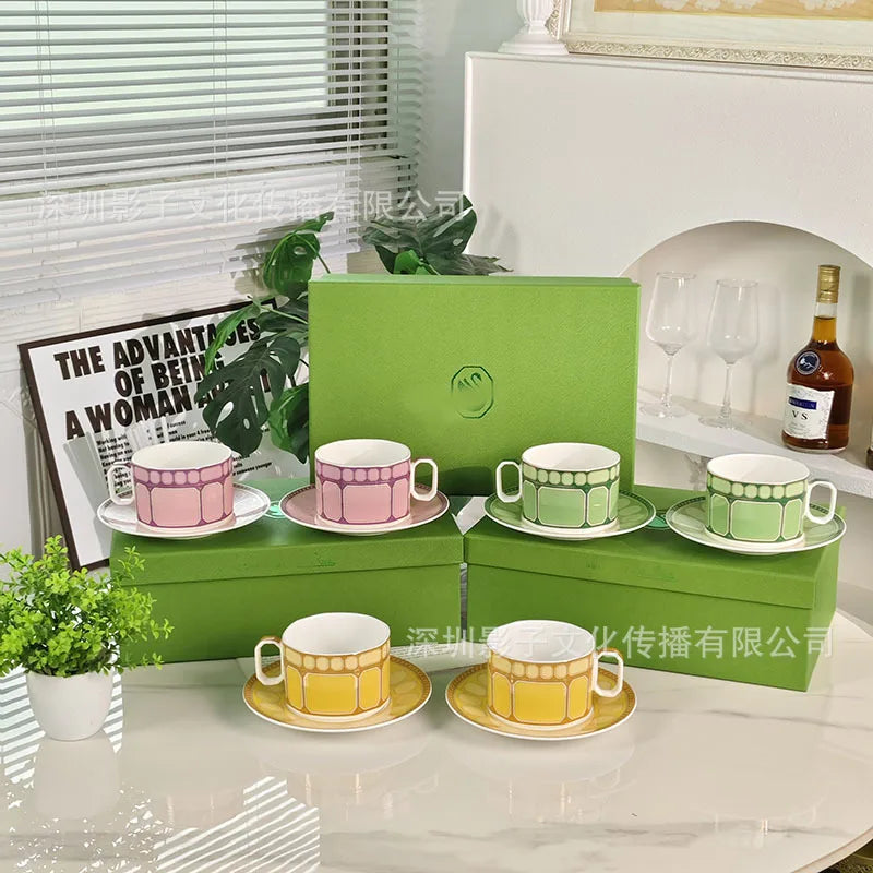 Swan Series European Modern Simple Luxury Style Bone Porcelain Coffee Cup Dish Afternoon Tea Cup Home Gift Double Cup