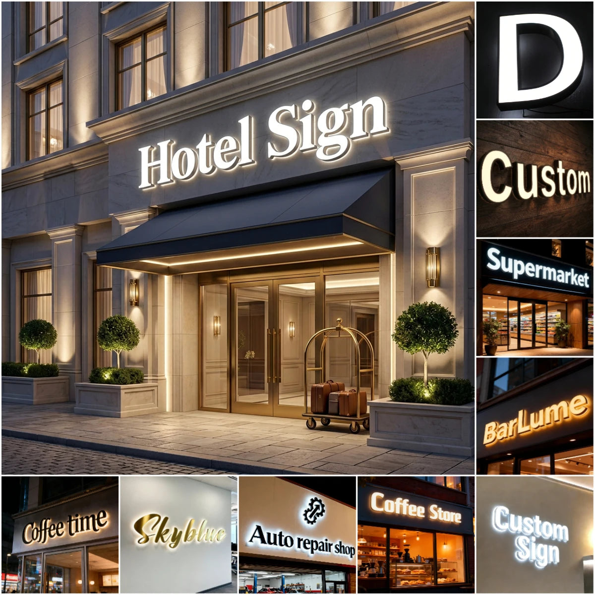 Custom Personalized LED Light Up Sign 3D Metal Letters For Outdoor Business Storefront Waterproof Illuminated Backlit Signage