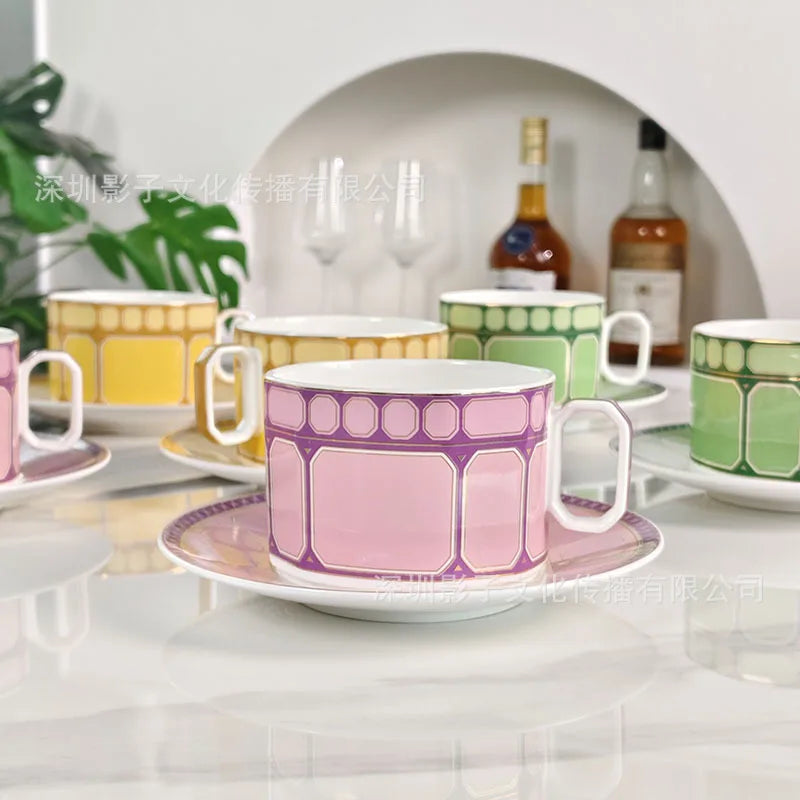 Swan Series European Modern Simple Luxury Style Bone Porcelain Coffee Cup Dish Afternoon Tea Cup Home Gift Double Cup