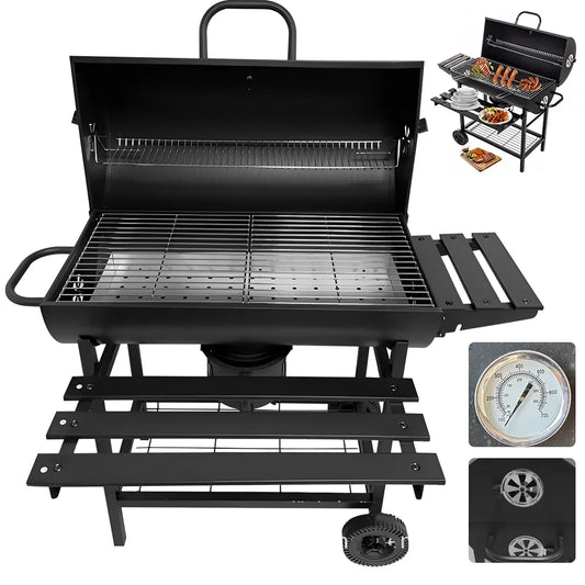 Barbecue Grill BBQ Grill for Camping Picnic 105.5*85*118cm Barbecue Stove with Wheels Outdoor Multi-function BBQ Tools