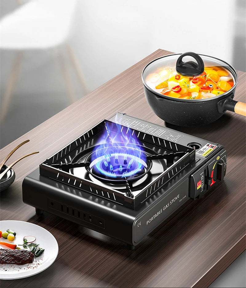 Camping Stove Outdoor Cooking Burner Portable Gas Stove Hiking Trekking Picnic Party Boiler Cassette Stove（No Gas Tank）