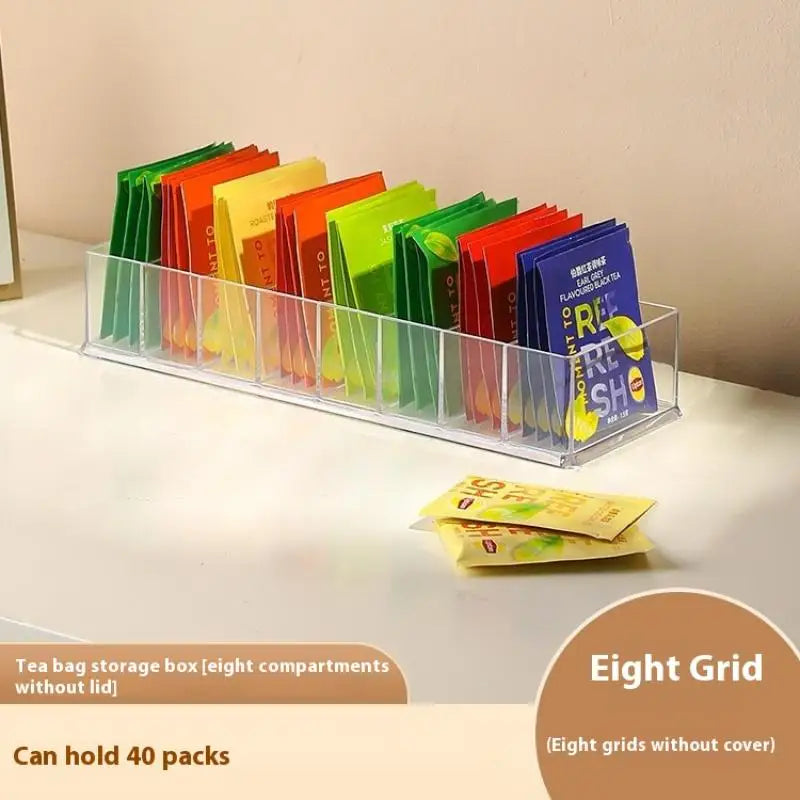 1Pc 8 Grids Transparent Storage Box For Flower Tea Display Box Classification Box Multi Functional Desktop Organizer Container