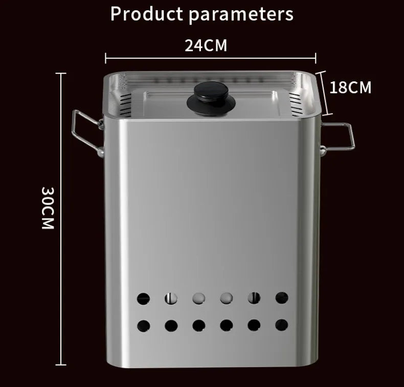 Portable Grill Smokeless Stainless Steel Barbecue Charbroiler Outdoor Indoor Dual-purpose Stewing Oven Small Durable BBQ Grill