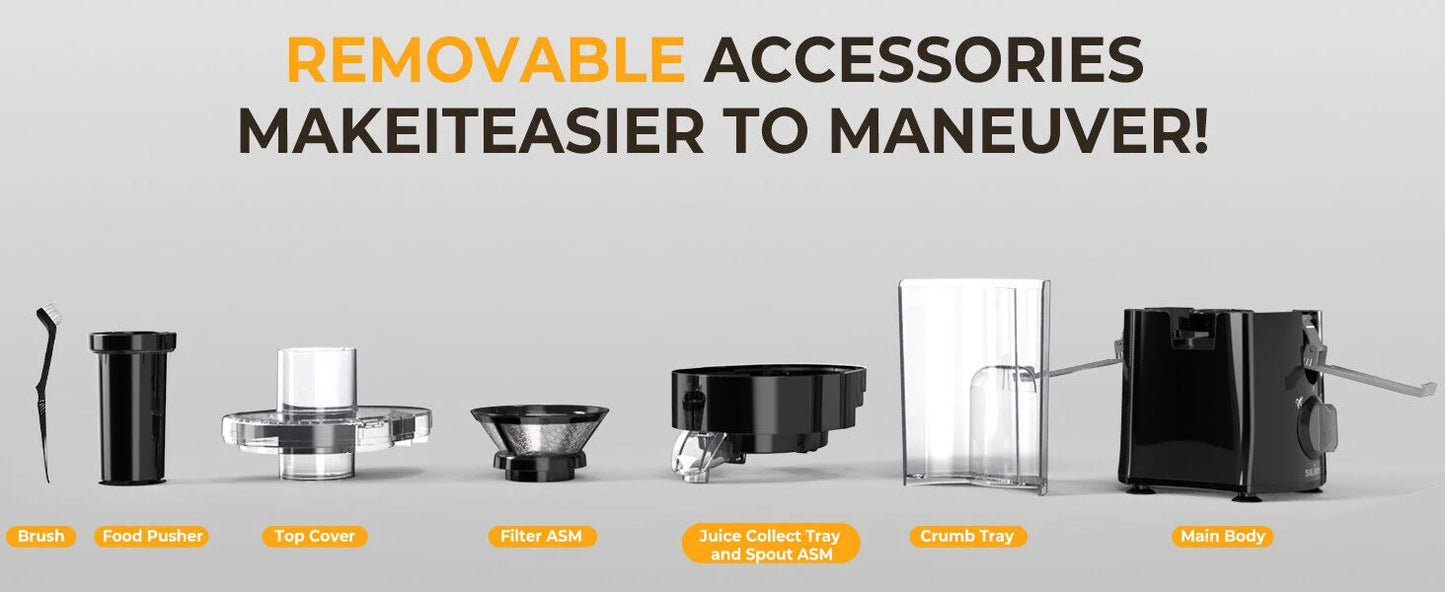 SEJOY Juicer Extractor with 2 Speeds, 3" Big Mouth Centrifugal Juicer Maker with BPA-Free, safe Compact Centrifugal Juicer