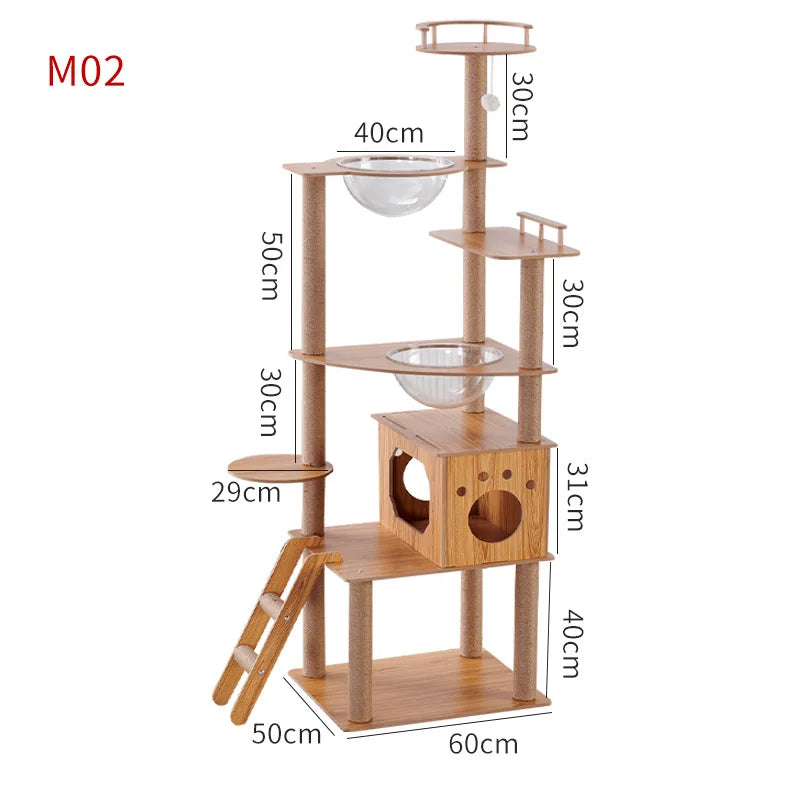 Cat Climbing Frame Indoor Apartment Style Large Multi Layer Cat Tree Tower For Cats With Burrows And Grab Plate For Living Room
