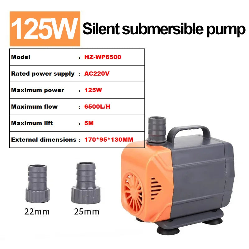 AC220V silent submersible water pump, circulating fountain pump, fish tank and pond circulating pump, garden rockery water pump